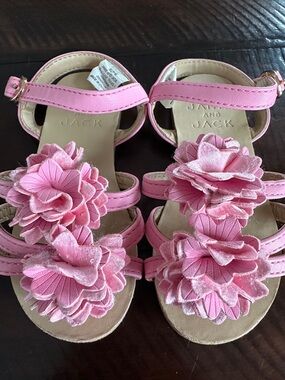Janie and Jack Pink Floral Strappy Toddler Sandals